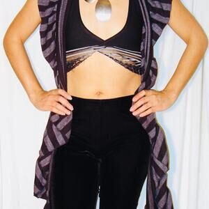 Blue grey ruffle scarf